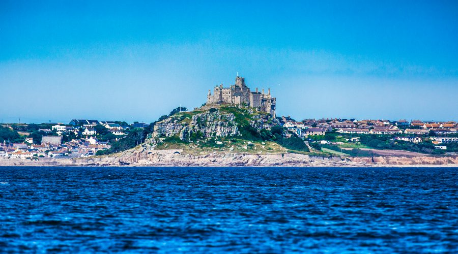 St Michaels Mount standing proud just off Marazion in Mounts Bay