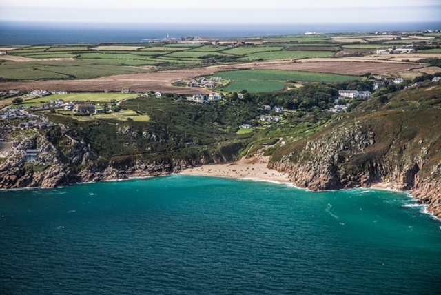 Porthcurno beach and the world famous Minack Theatre.