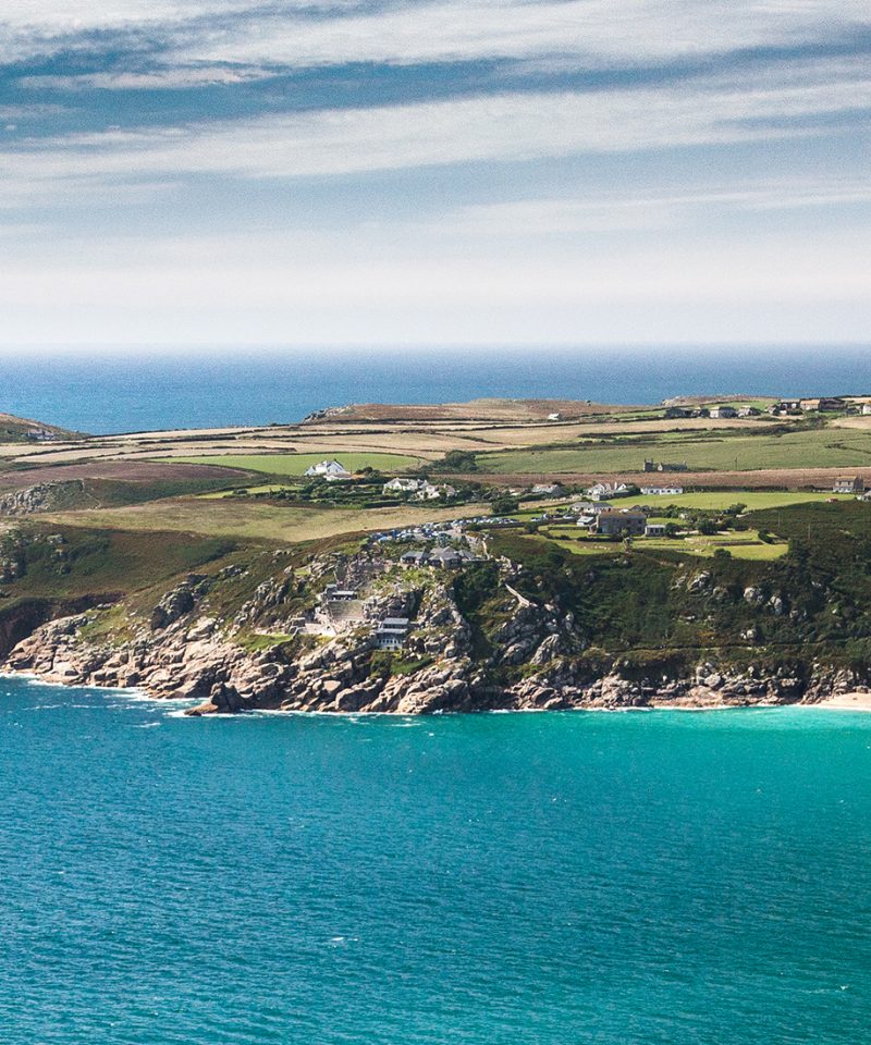 Porthcurno beach and the world famous Minack Theatre.
